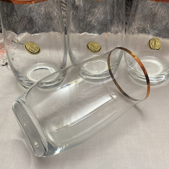 1980 Bohemian Crysalex Geneva old Fashion Gold Rim Whiskey High Ball Glasses. - Picture 6 of 16